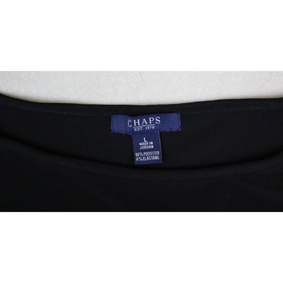 CHAPS - WOMEN'S BLACK STRETCH KNIT SHORT SLEEVE RUFFLE TOP - SIZE L - Picture 5 of 8